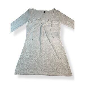 Polo Ralph Lauren Floral Top 3/4 Sleeves Knitted Lace White Tunic Swim Cover Top